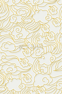 中国风海浪波浪质祥云感底纹中式背景海报