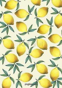 柠檬壁纸背景图片_复古黄色柠檬手绘背景