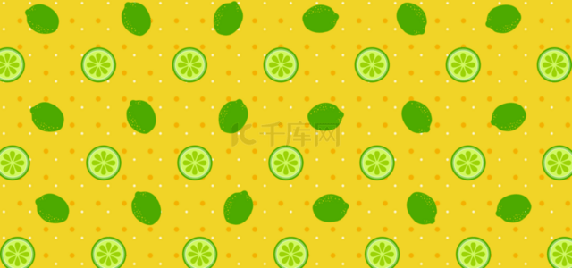夏季新鲜青柠波点柠檬黄色背景