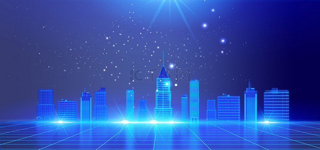 科技城市线条蓝色大气科技海报背景