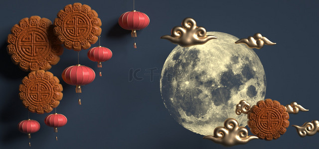 中秋c4d月亮背景图片_C4D中国风中秋节背景