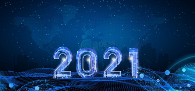 蓝色商务地图背景图片_简约科技2021商业背景