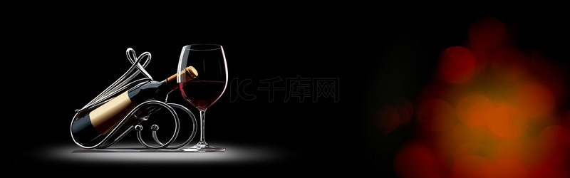 红酒背景图片_浪漫情人节红酒杯黑色电商banner