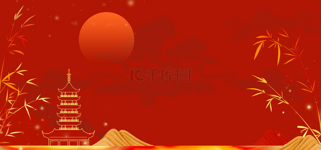 红色红云背景图片_红金古风红色中国风