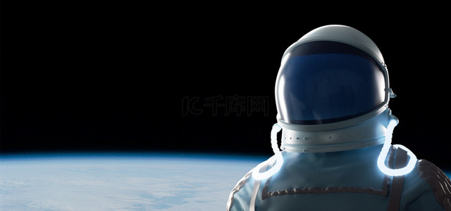 3d写实背景图片_航天日航天员蓝黑色写实C4D