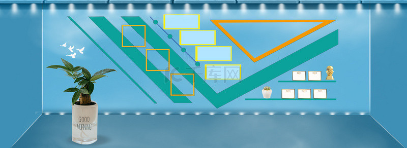 展示墙背景图片_简约蓝色企业文化墙背景墙