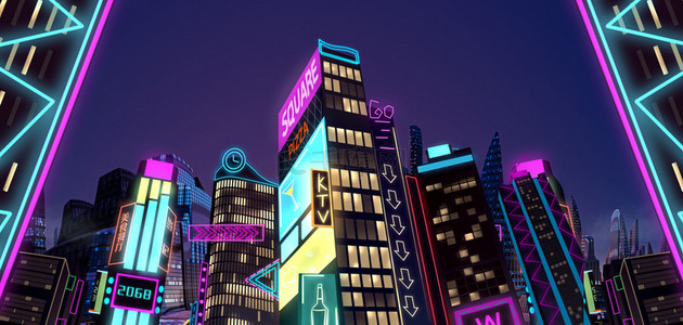 科技城市素材背景图片_赛博朋克城市背景素材