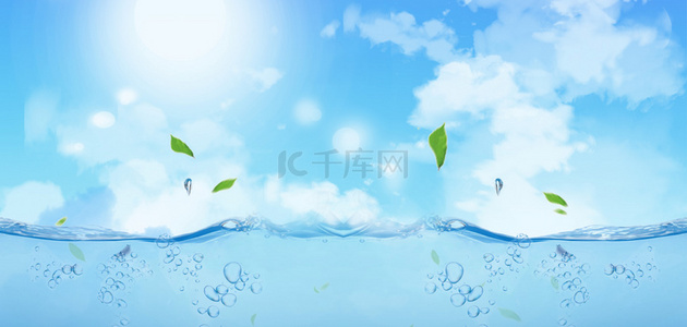 banner夏日背景图片_水花夏天蓝色清新banner