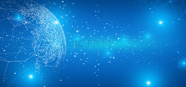 蓝色大气简约背景图片_科技地球蓝色大气商务科技海报背景
