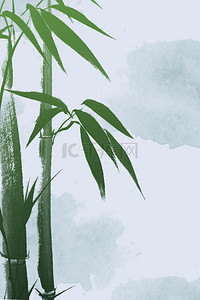 处暑中国风背景图片_简约24节气中国风竹子背景海报