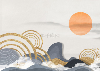 简约线条中国风背景图片_简约线条中国风抽象山水背景