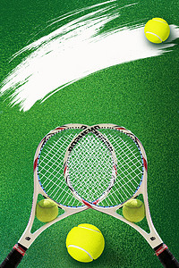 健身运动人背景图片_绿色草坪网球运动比赛背景