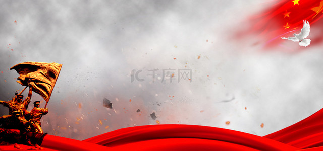 红色烈士背景图片_辛亥革命纪念雕塑硝烟海报背景