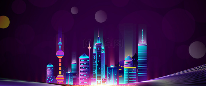 魅力城市背景图片_上海城市建筑商务背景合成