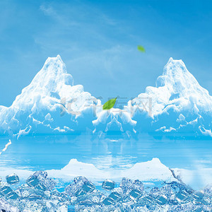 世界杯活动背景图片_蓝色清新世界杯啤酒促销活动冰山背景