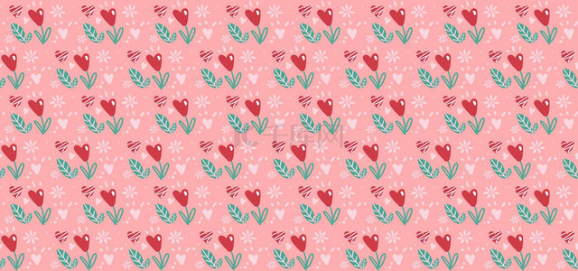 绿色叶子手背景图片_红色爱心绿色叶子粉色情人节背景