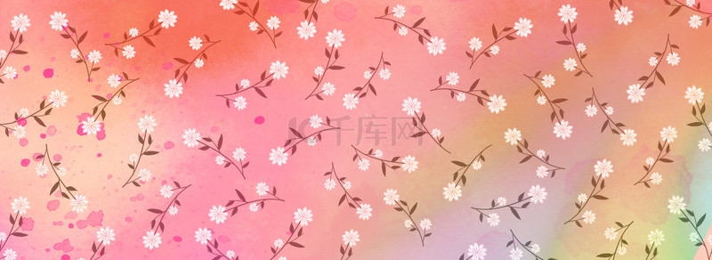 平铺花卉背景图片_清新简约粉色花朵底纹