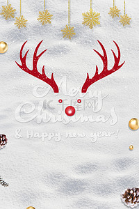 鹿角灵芝背景图片_白色雪地鹿角圣诞节背景