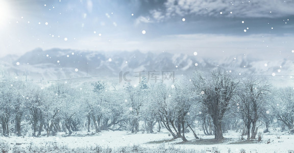 冬季雪景冬至背景图片_唯美雪景创意背景合成