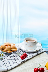 咖啡下午茶海报背景图片_咖啡下午茶饼干时光美味海报背景