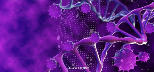 立体2019背景图片_紫色立体质感dna链病毒建模背景
