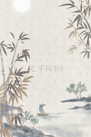 灰色背景背景图片_中国风竹子灰色古风海报