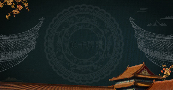 背景红墙背景图片_中国风故宫建筑大气背景海报