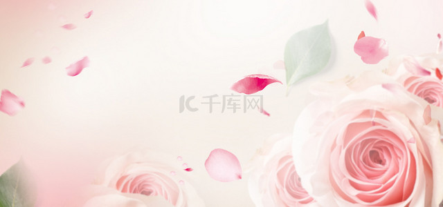 唯美背景美容背景图片_植物护肤粉色花朵唯美背景