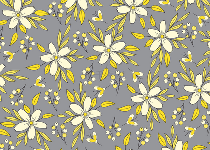 流行色黄色和灰色花卉背景