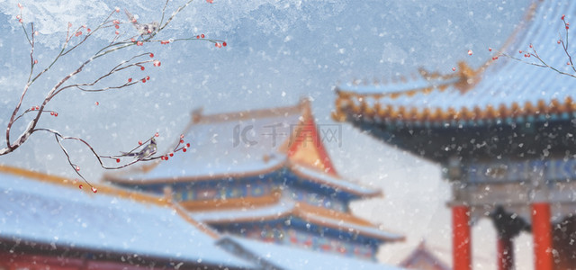 创意大雪唯美雪景背景合成