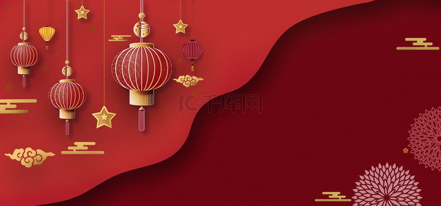 拜年手绘背景图片_新年灯笼手绘立体背景