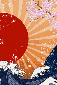 日系背景背景图片_简约浮世绘日系插画背景