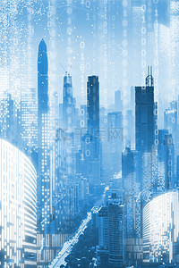 蓝色智能背景背景图片_科技城市蓝色海报背景