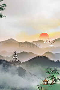 中国风广告背景背景图片_重阳节中国风海报背景