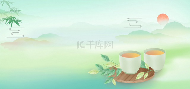 节气背景图片_谷雨春茶上市中国风二十四节气海报背景