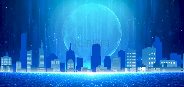 大气科技建筑背景图片_城市科技蓝色