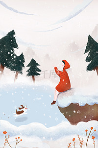 卡通手绘小雪节气背景