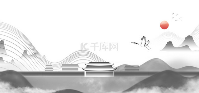 中式山水意境背景图片_复古中式中国风背景合成