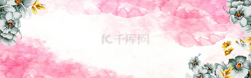 春季绿叶小鸟粉色清新banner