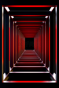 黑红像素背景图片_科技隧道橙红色