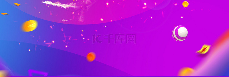 猫球背景图片_活动金币浮球紫色电商banner