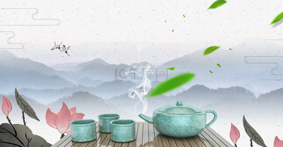 简约茶道背景图片_简约茶道背景合成