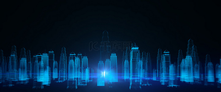 科技城市背景图片_C4D科技光线城市