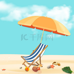 夏日海边背景背景图片_夏日海边沙滩上的悠闲时光