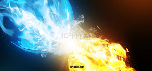 手绘创意质感水火碰撞背景