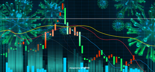 股票股票背景图片_3d病毒建模股票经济下跌背景