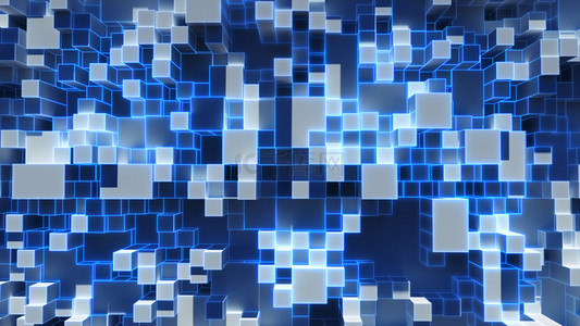 方块科技背景背景图片_蓝色矩阵方块科技背景