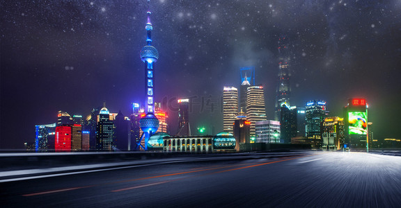 公路隧道背景图片_创意夜景高速公路背景合成