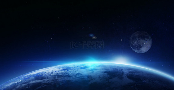 星球蓝色背景图片_蓝色科技发光地球宇宙星系星球背景