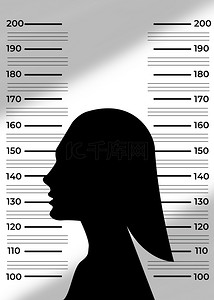 犯人身高尺背景图片_女人侧面人物元素条纹监狱背景